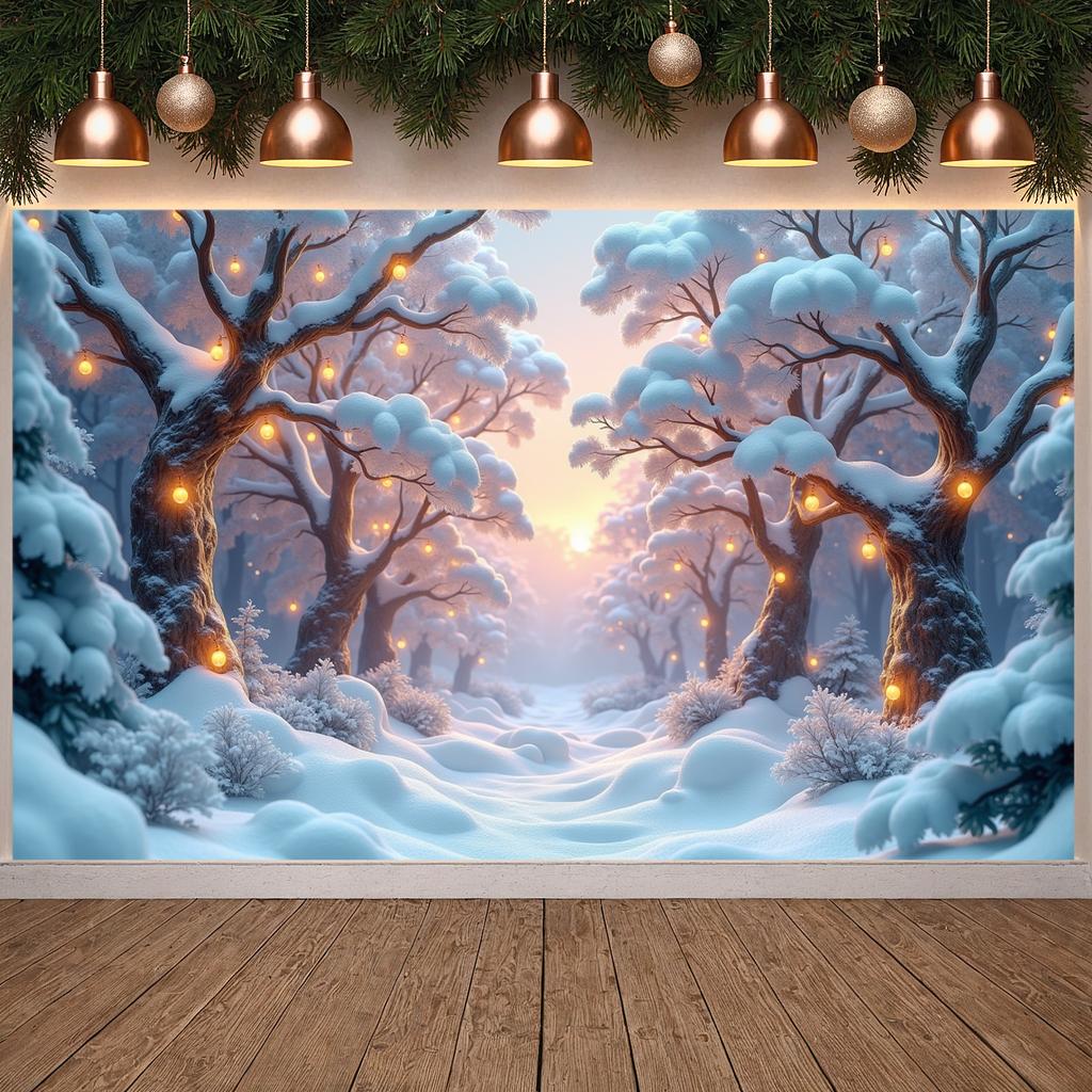 Winter Banner Winter Landscape Christmas Background Snowy Display Frosty Branches Holiday Background For Holiday Decorations