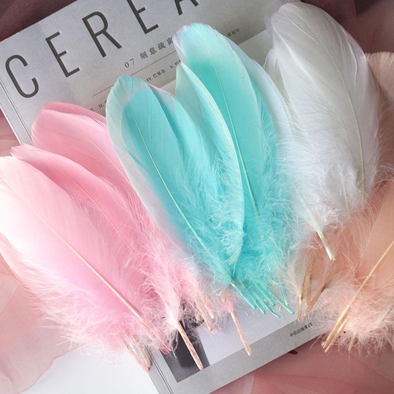 50Pcs Goose Feather Soft Big Floating Dream Catcher Wings Decoration Cat Stick Diy Sunflower Wall Decoration Colored Feathers