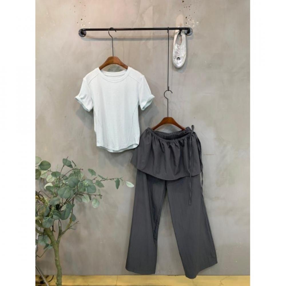 C S In The Room Loop baSarak Strap Wrap Layered Straight Wide pantS 4Color