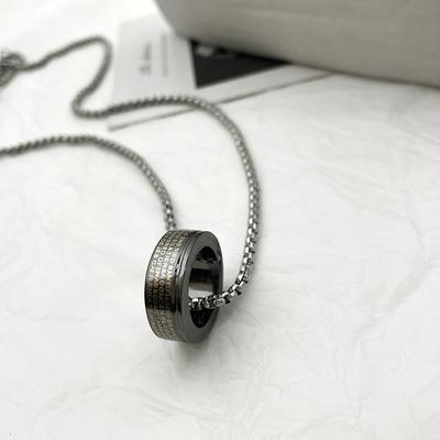 English Ring Pendant Necklace European and American Personality Male Couple Hip Hop Sweater Sweater Chain Tide Internet Celebrity Jewelry