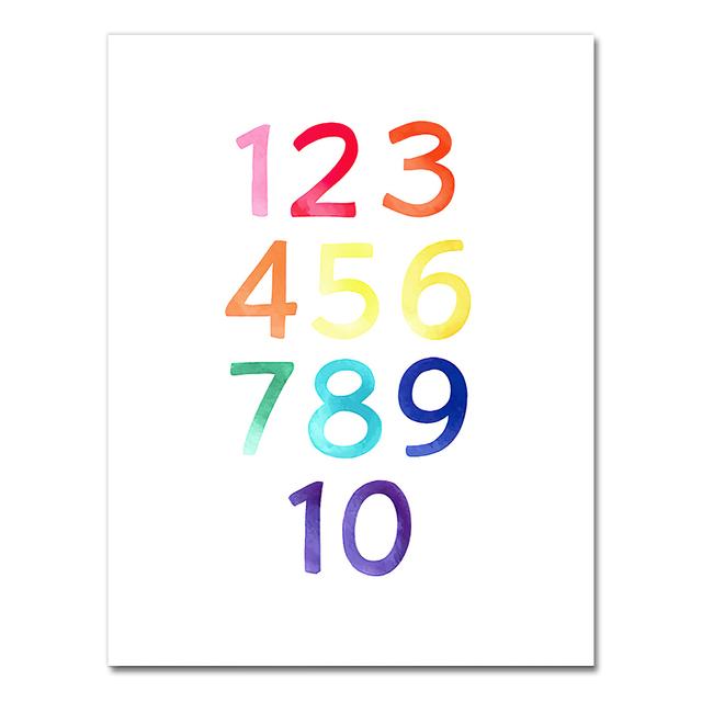 Watercolor Rainbow Alphabet Paintings Playroom Decor Educational Poster Kids Wall Art Canvas Prints Neutral Nursery Decoration No Frame