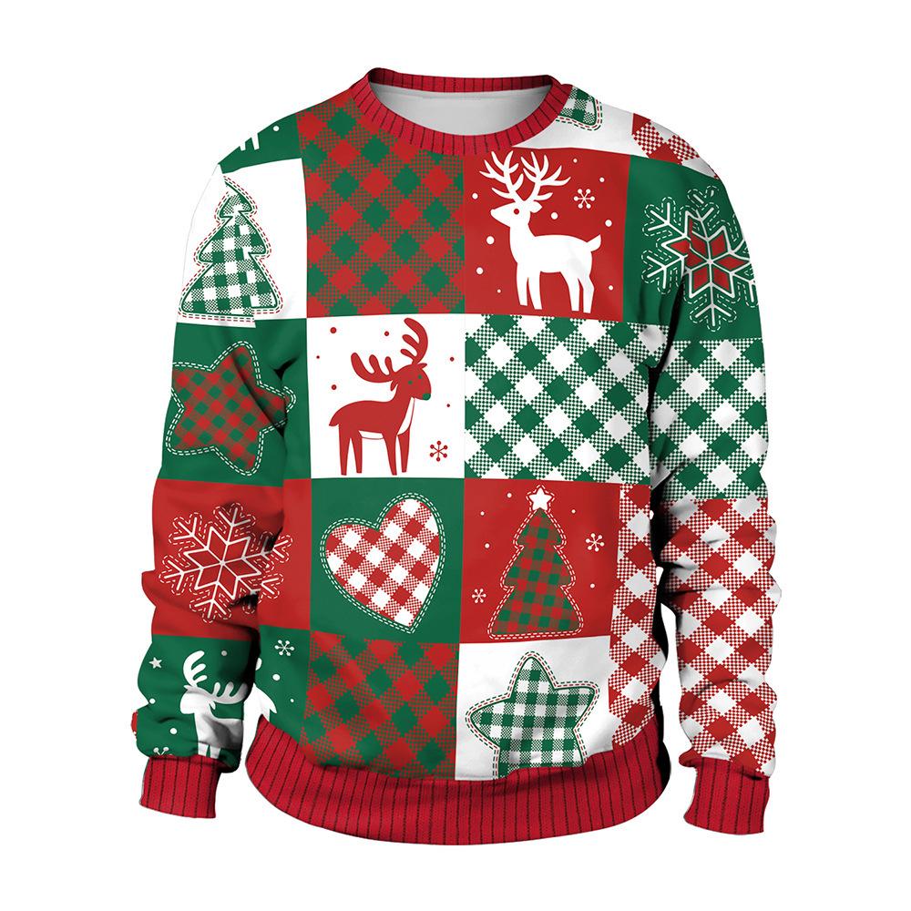 2025 Autumn Round Neck Snowman Reindeer Couple Hoodie