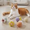 6PCS Linen Cotton Cats Teasing Toy with Flower Design and Soundable Bells for Safe Pet Entertainment Enrichement Toy