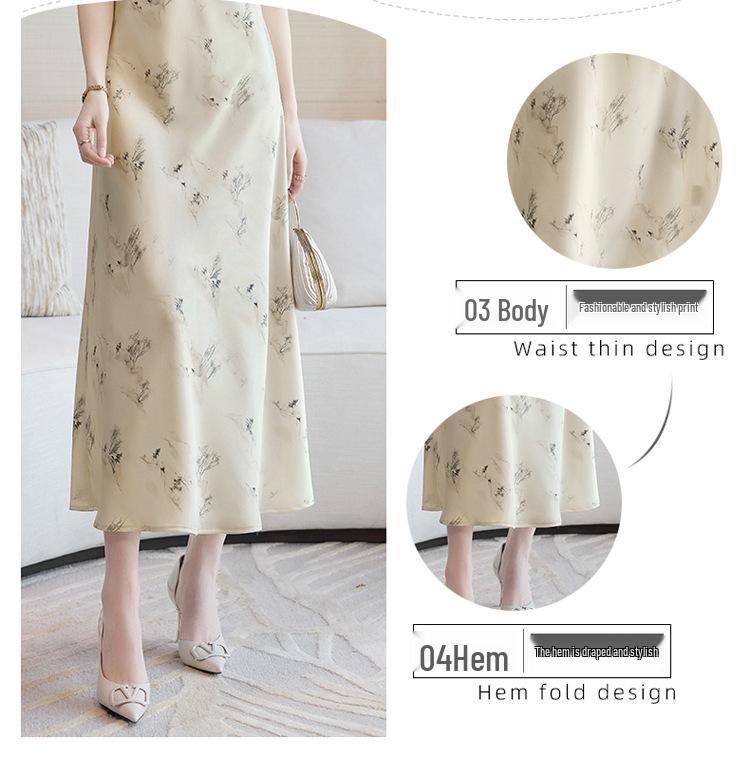 Satin Chinese Retro Floral Slim Fit Camisole Dress - Women's Summer 2026 Collection