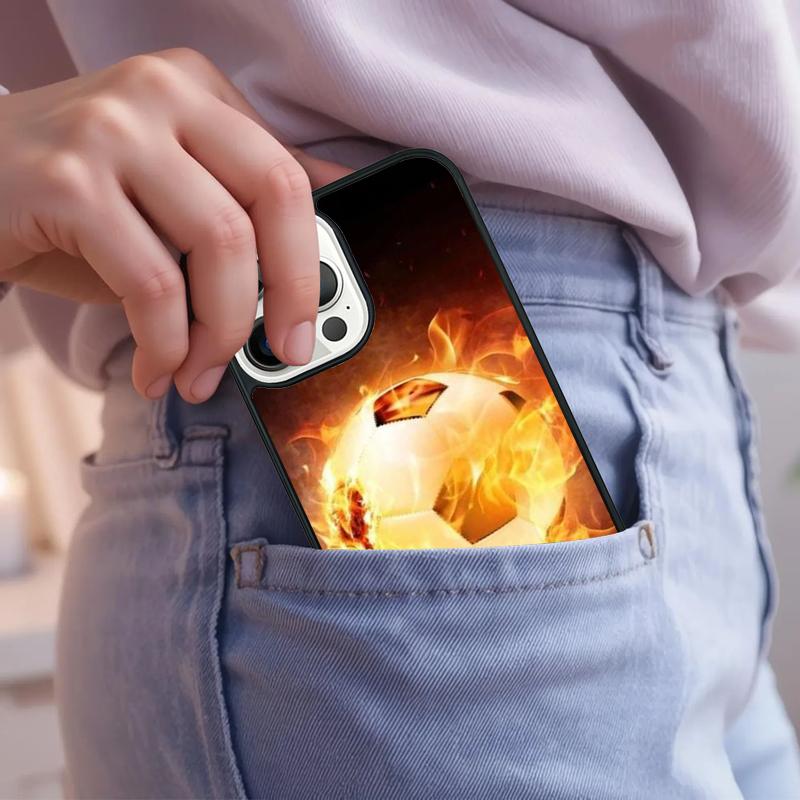 Feuer Fußball Fußball Handyhülle Für iPhone 17 Air 15 16e 14 13 Pro Max Hülle 12 11 Pro Max PLUS Cover