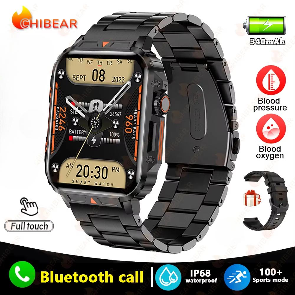 2025 New 1.95 Outdoor Military Man Smart Watch Men Bluetooth Call Smartwatch Men For Android IOS IP68 Waterproof Ftiness Watches
