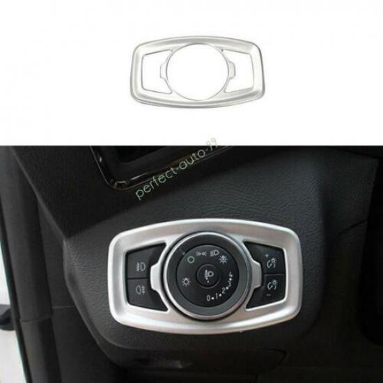 For Ford Escape Kuga 2013-2018  Matte Silver Headlight Button Control Cover