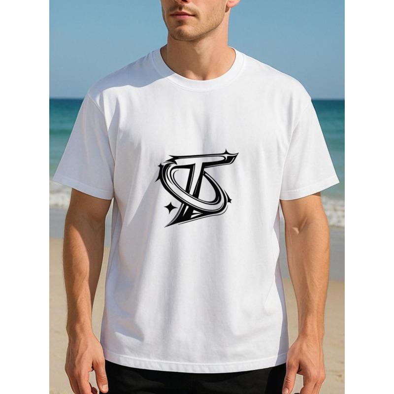 European Size Artistic Letter Print, Simple and Fashionable for Men, All-season Casual Men's T-shirt, Men's Wear