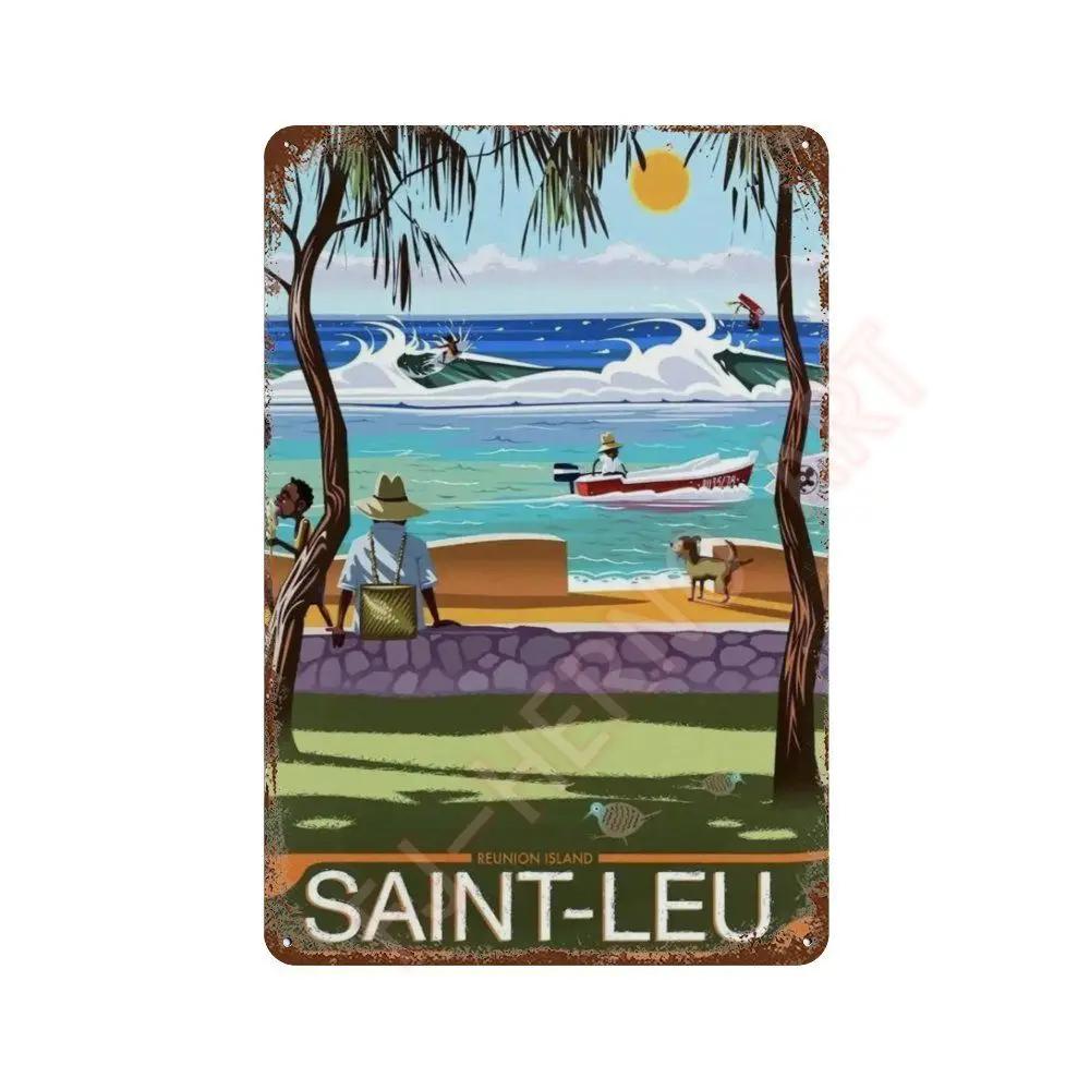 Nordic Travel Poster Aesthetic Vacation Illustration Metal Tin Sign Plaque Wall Mural Plates Home Decoration Kawaii Room Decor