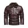 European and American Men's Leather Jacket with A Collar for Warmth and Plus Size Motorcycle Men's Jacket