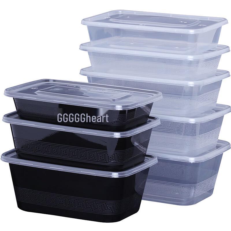 Miao Jiayi 1000ML White Disposable Plastic Takeaway Meal Boxes with Raised Lids