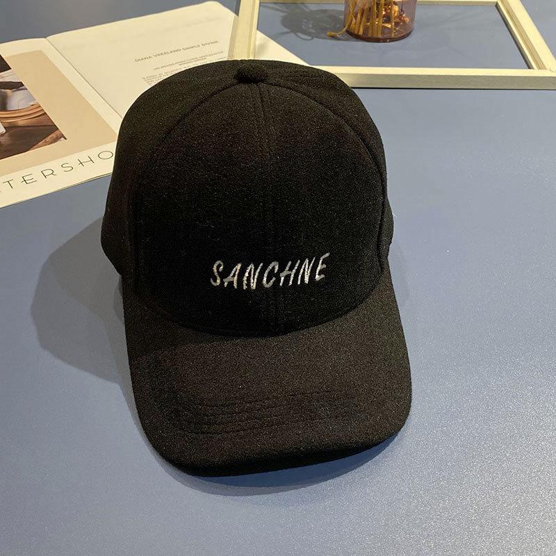

New Big Headed Baseball Cap for Women Autumn and Winter Woolen Hat Letter Embroidery Casual Versatile Warm Dome Baseball Men Adjustable