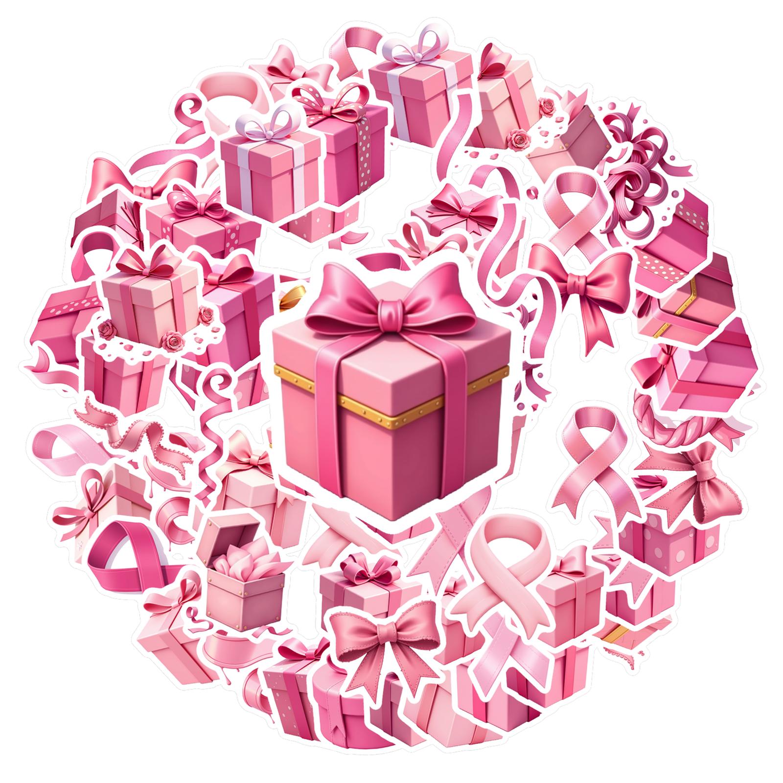 35pcs-100pcs Decorative Bow Stickers Cute Pink Ribbon Stickers Stickers For Guitar Laptop Helmet Skateboard