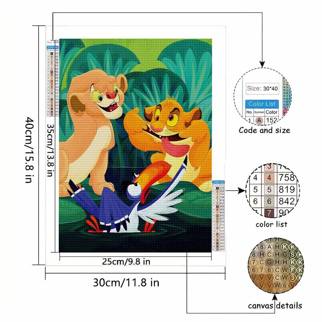 Full Round Diamond Painting The Mischievous Little Simba At The Picnic Art Rhinestone Picture Mosaic DIY 5D Cross Stitch Embroidery Home Decoration