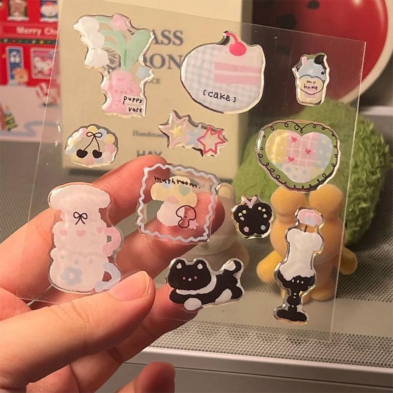 1 Blatt 3D Epoxidharz Transparente Aufkleber Ins Niedliche Schwarze Katze Cartoon Gelee Aufkleber Dekoration Für DIY Handyhüllen Laptop Tablet