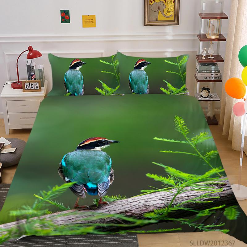 3D Printing Household Bedding Set Bird Theme Bedding Set Queen King Full-size Double Bed Quilt Cover and Pillowcase Soft Microfiber