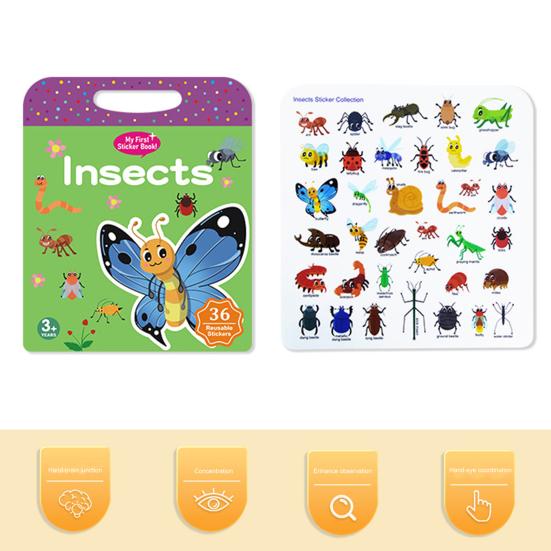 Reusable Sticker Book Educational Washable Jelly Fun Travel Sticker Activity Busy Book for Toddlers Kids