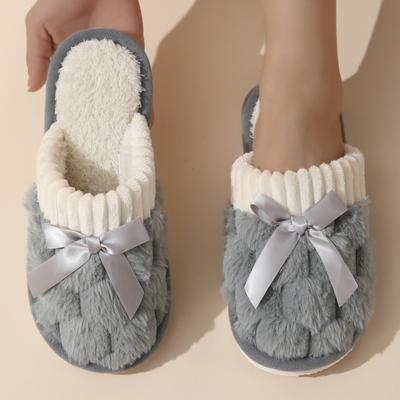 Fluffy Slippers for Women, Home Warm Non-slip Fluffy Cotton Slippers