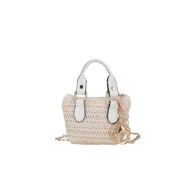 

Straw handbag bag women s spring new, pastoral small square bag woven chain bag белый