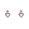 Exquisite 925 Silver Purple Heart Stud Earrings with Elegant Stone Design for Women