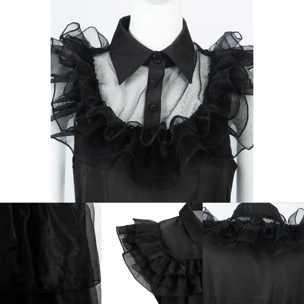 Wednesday Addams Dress For Kids Cosplay Costume Party A-shaped Tiered Skirt