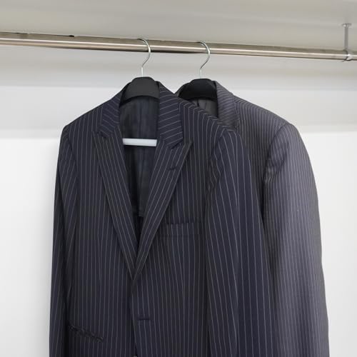 Shinko Hanger Slim Slacks Hanger with Non-Slip Stop Bar, 42cm Wide, "Reverse" Fits Jackets, Slim Stop 42, Black, Swivel Hooks, Made in Japan, 2 Hanger