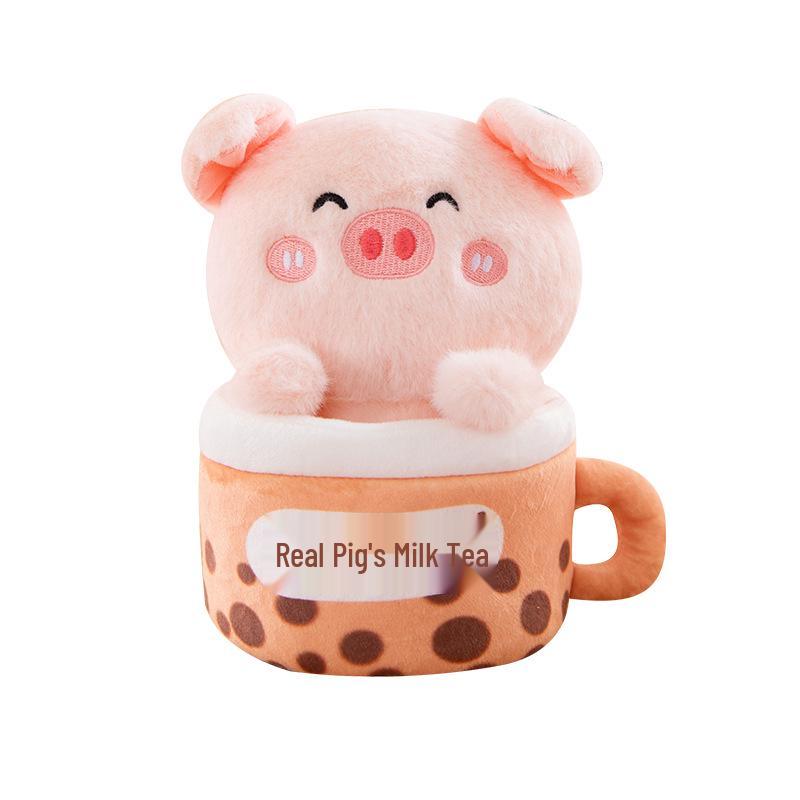 Cute Pig Milk Tea Plush Doll - Cozy, Healing Cloth Toy for Kids' Birthdays