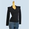 Fleece Blended French Style Simple Solid Long Sleeve Bottoming Shirt Autumn and Winter Inner Wear High Elastic Slim Fit Slimming Knit