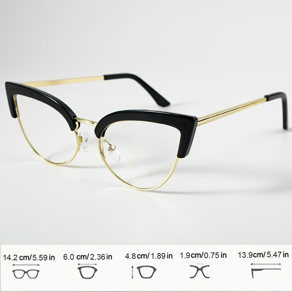 2pcs Minimalist Cat Eye Glasses for Women Men, Computer Eyewear, Suitable for All Kinds of Faces