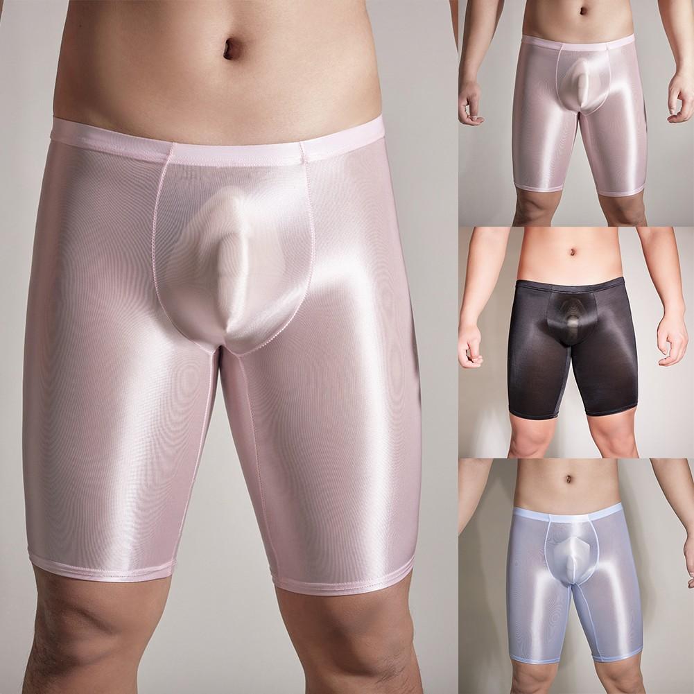 See Through Men Underwear Sheer Shiny Shorts Trunks Swim