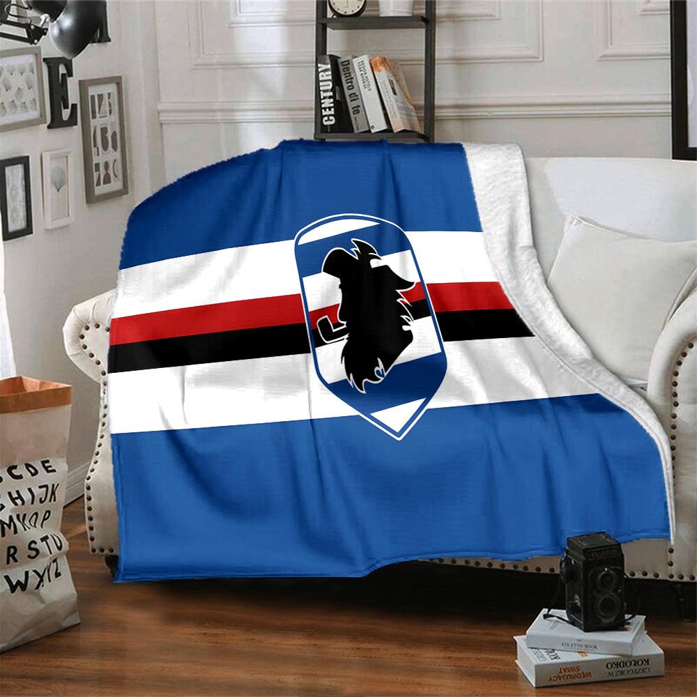 Sam-pdoria Team Crest Design Flannel Blanket, Soft Polyester, Modern Design, All-Season for Camping, Travel, Gifts for holidays or birthdays