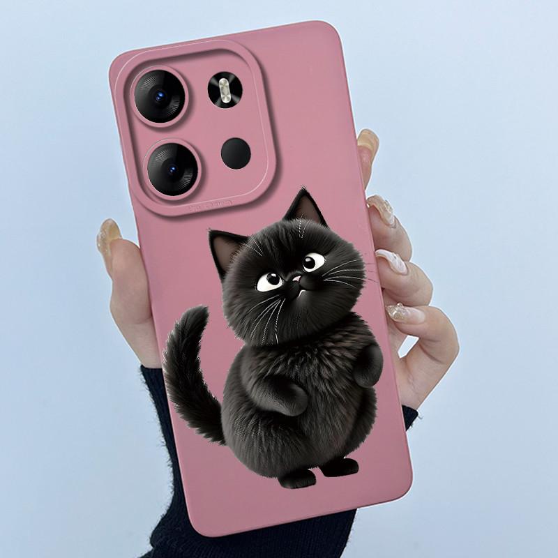 For Tecno Spark Go 2023 Pop 7 Pro BF7 Infinix Smart 7 Plus Smart7 HD Case Lovely Cartoon Cat Liquid Silicone Soft TPU Back Cover
