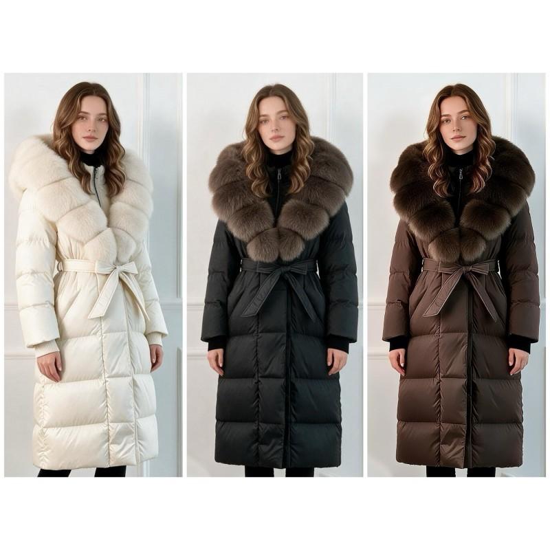 Womens Longline Puffer Coat With Detachable