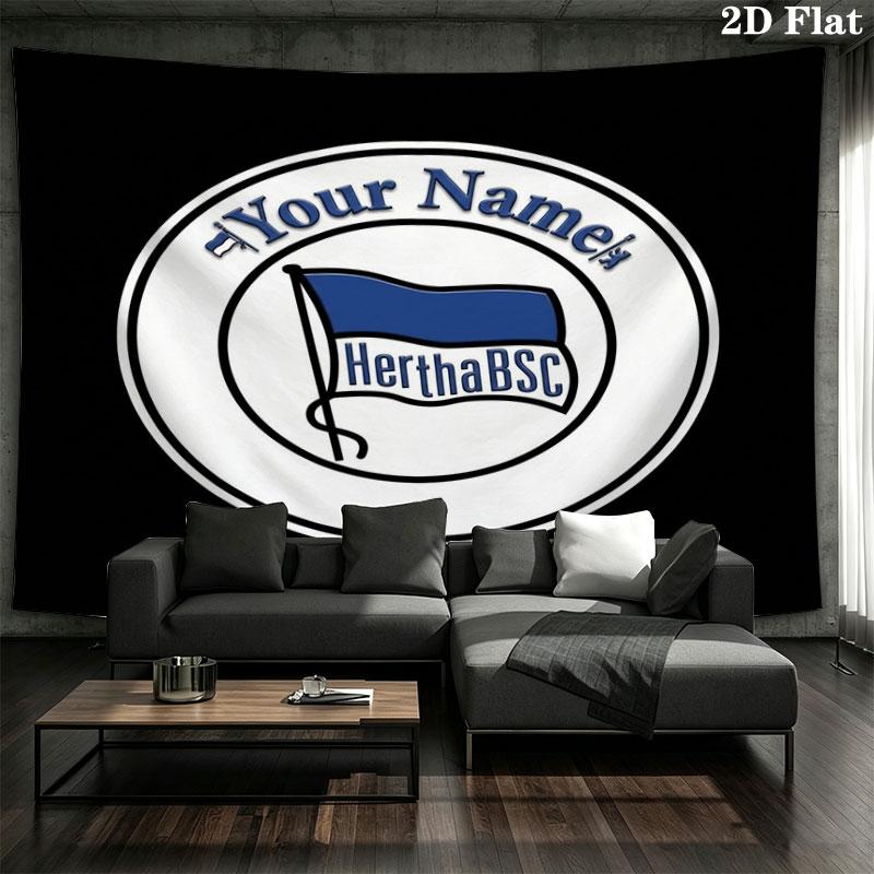 Hertha BSC Custom Name Wall Tapestry Aesthetic Wall Hanging Printed Fabric Blanket Decorative Tapestries for Bedroom Living Room Home Decor