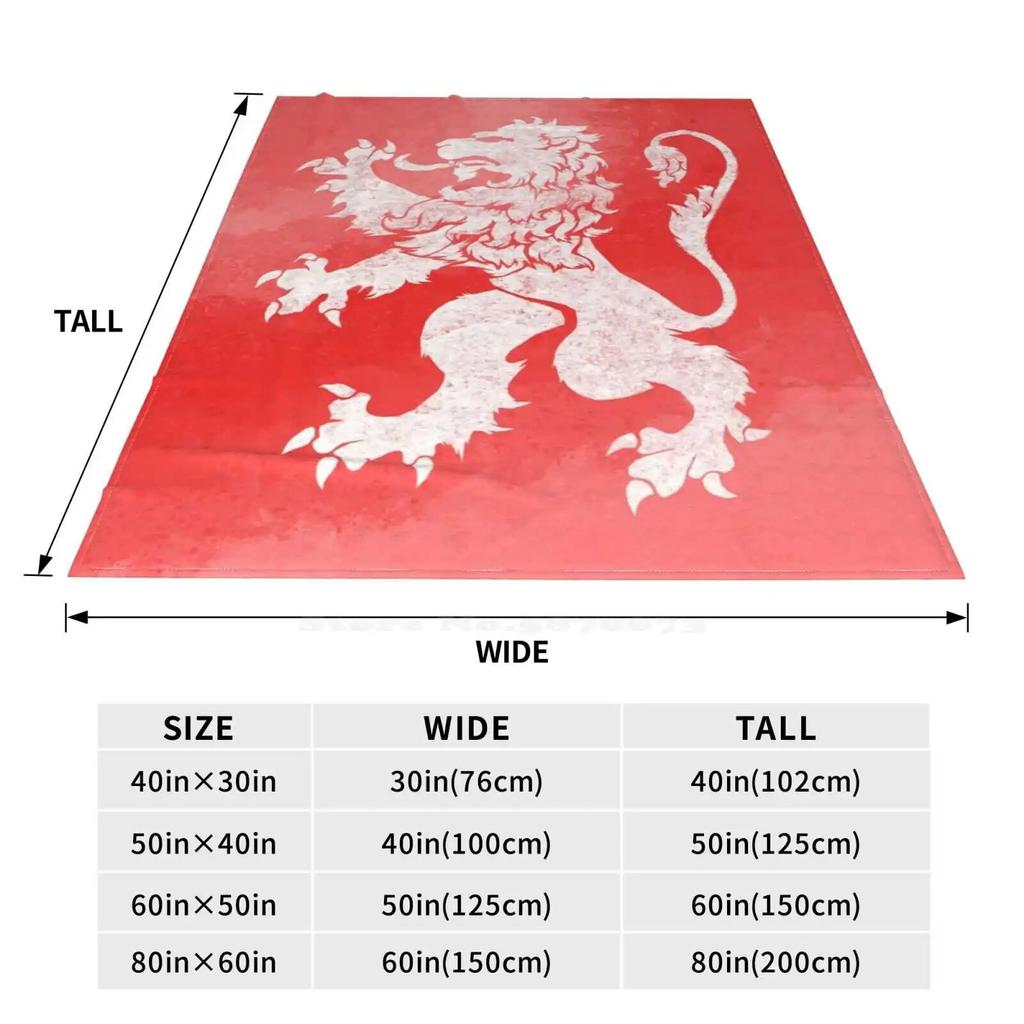Lion Rampant Red Watercolour Four Seasons Comfortable Warm Soft Throw Blanket Lion Rampant Heraldry Sigil Medieval Charge