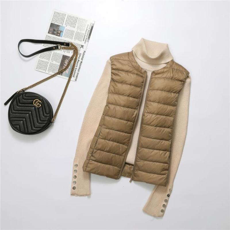 

Fat mm0kg plus fat plus size light down jacket collarless down vest women s vest vest extra large outside 3XL хаки