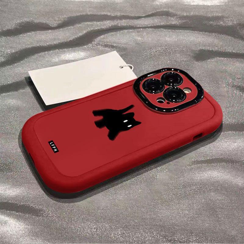 Stun Little Black Cat Suitable for Apple 15 Promax Mobile Phone Case Iphone13 Huawei Nova12 Glory Vivoop