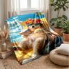 Starry Night with Wolf Theme Blanket Lightweight Warm Flannel Blanket Decorative Throw Blanket for Home Decoration