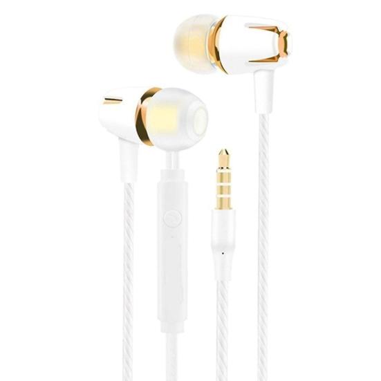 Fone de ouvido intra-auricular de 3,5 mm com graves pesados e fone de ouvido com fio de plástico moderno para smartphone