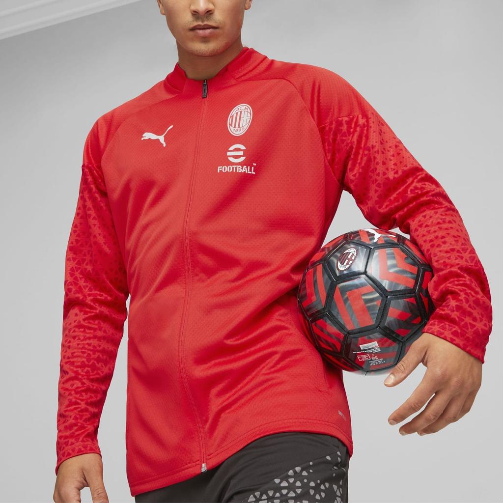 Puma X AC Milan Collaboration Training Jacket 23/24 Solid Color Casual Long Sleeve Football Shirt Men Tops Red 772252-12