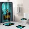 Halloween Shower Curtain Floor Mat Combination Four-Piece Set Bathroom Toilet Carpet Shower Room Foot Mat