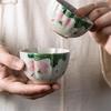 Hand-Painted Lotus Ceramic Master Teacup