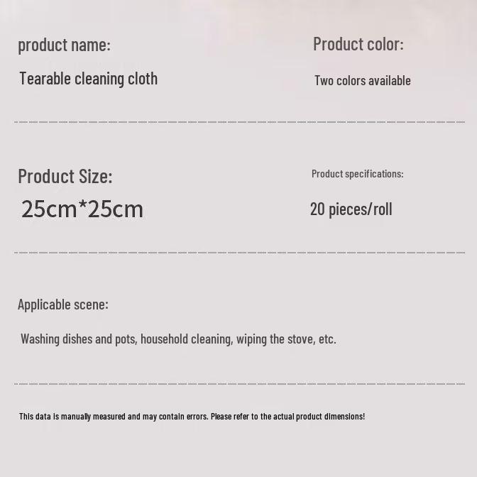 Superfine Fiber Roll Wiping Cloth - Tearable, Thick, Wet/Dry, Dual-use, Weekly Replacement for Kitchen Cleaning