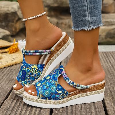 Sandali Estivi da Spiaggia Donna con Zeppa Suola Spessa Pantofole Comode con Supporto Plantare e Cinturino Posteriore Pantofole Scarpa da Spiaggia