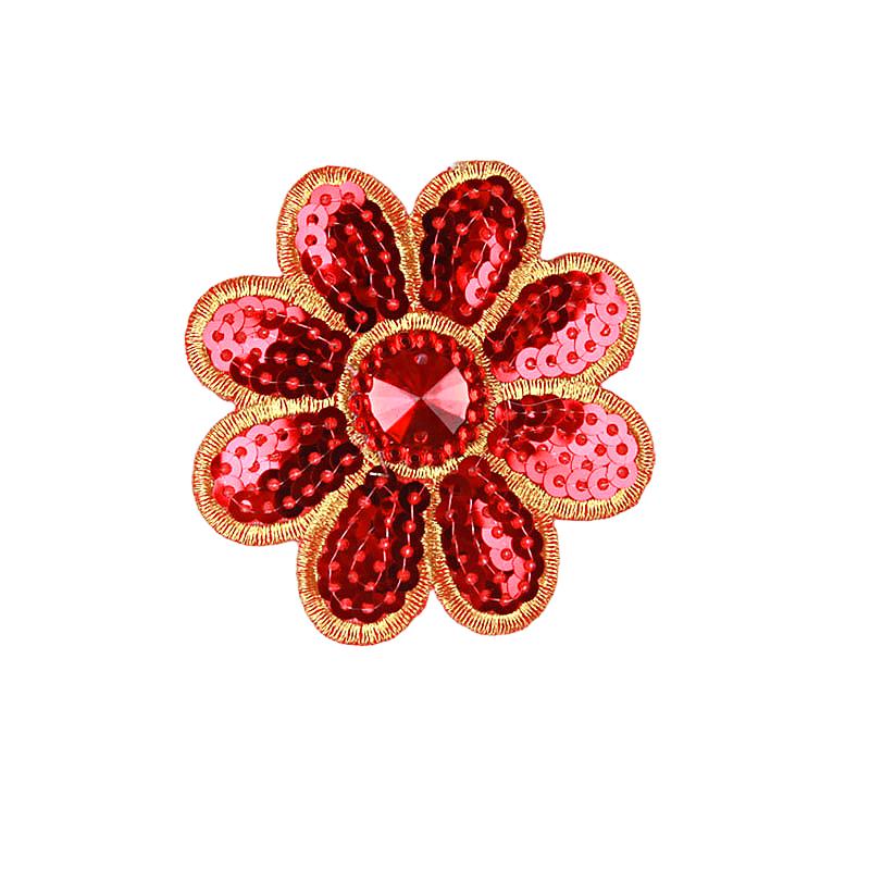 10Pcs Sequins Embroidery Cloth Stickers Small Octagonal Flower Performance Costume Ethnic Costume Accessories Iron-On Stickers