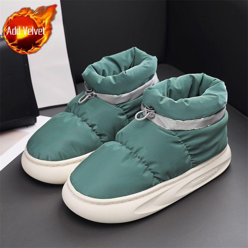 Student Men's Warm Bread Style Snow Boots Fleece Lined Anti Slip High Top Insulated Cotton Padded Outdoor Shoes