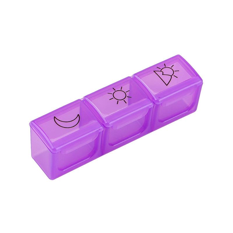 Přenosná vícebarevná mini krabička na pilulky se třemi denními přihrádkami