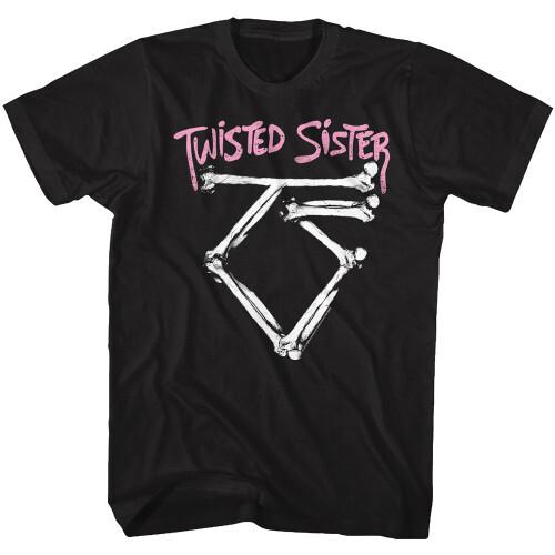 Twisted Sister Bone Logo T-Shirt - Black Unisex T-Shirt L
