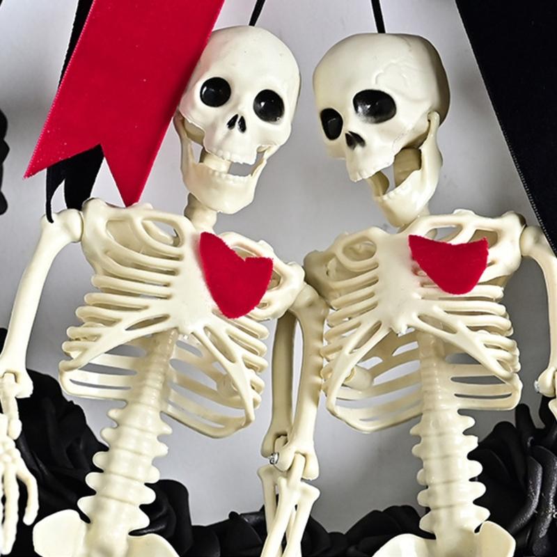 Skull Wreath for Halloween Festivities Scary Rose Skeleton Garlands Accessories Party Indoor Outdoor Party Decorations