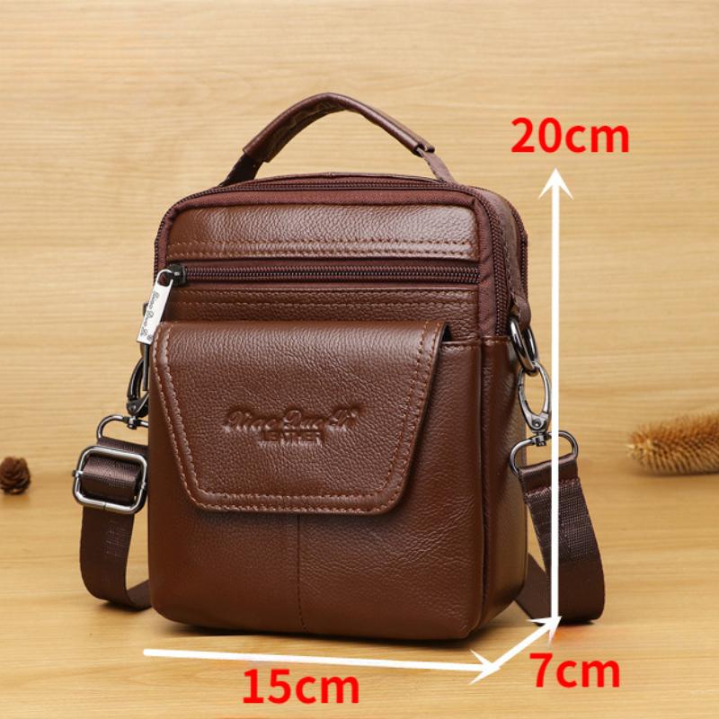 Genuine Leather Men's Messenger Bag 7-inch Mini One-shoulder Small Bag Multifunctional Backpack Cowhide Casual Men's Bag Handbag